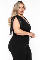 Plus Size Lilybeth Fringe Jumpsuit - Black