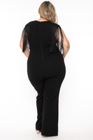 Plus Size Lilybeth Fringe Jumpsuit - Black