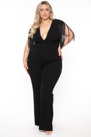 Plus Size Lilybeth Fringe Jumpsuit - Black