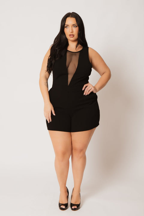 Plus Size Nicki Mesh Romper - Black
