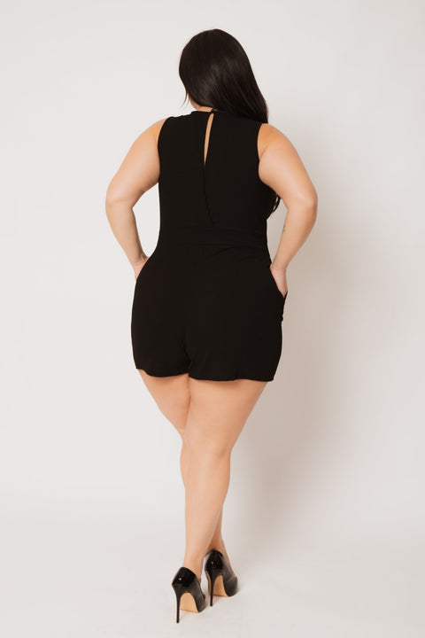 Plus Size Nicki Mesh Romper - Black