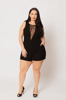 Plus Size Nicki Mesh Romper - Black