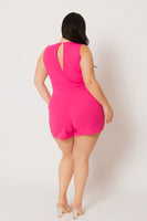 Plus Size Nicki Mesh Romper -Fuchsia