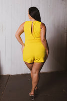 Plus Size Nicki Mesh Romper - Yellow