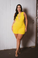 Plus Size Nicki Mesh Romper - Yellow