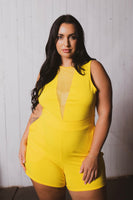 Plus Size Nicki Mesh Romper - Yellow