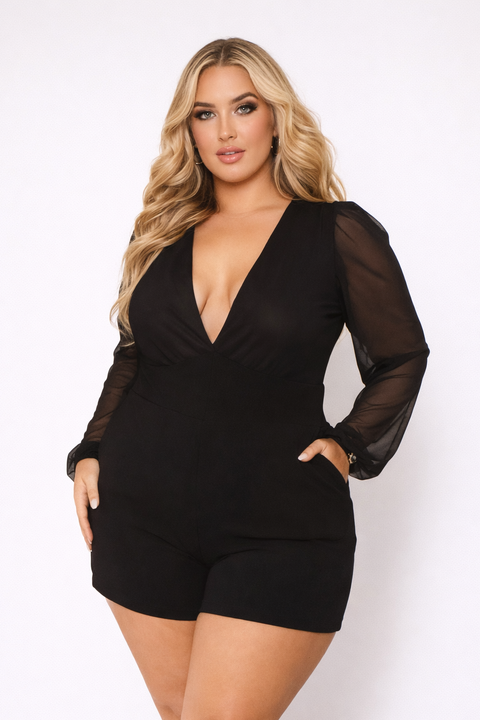 Plus Size Priya  Romper - Black