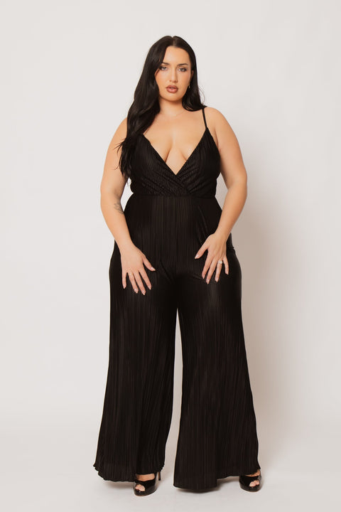 Plus Size Scarlett Pleated Jumpsuit - Black
