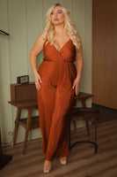 Plus Size Scarlett Pleated Jumpsuit - Rust