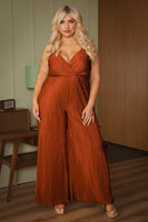 Plus Size Scarlett Pleated Jumpsuit - Rust