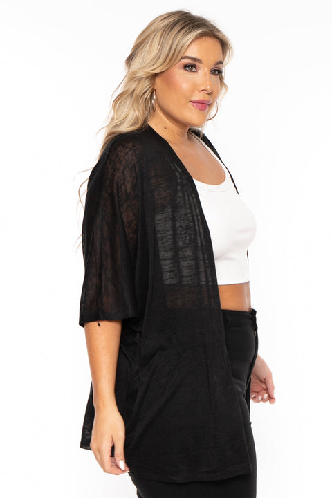 Plus Size Cozy Vibes Cardigan - Black