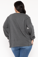 Plus Size Exposed Seam Sweater  - Charcoal