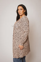Plus Size Savannah Leopard Cardigan - Taupe