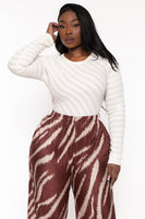 Plus Size  Amina Crew Neck Bodysuit - Ivory