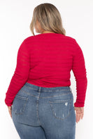 Plus Size  Amina Crew Neck Bodysuit - Red