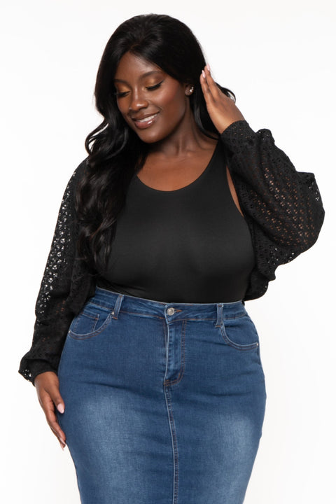 Plus Size Arcelia  Lace  Bolero -Black