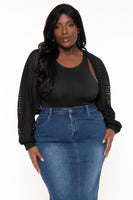 Plus Size Arcelia  Lace  Bolero -Black