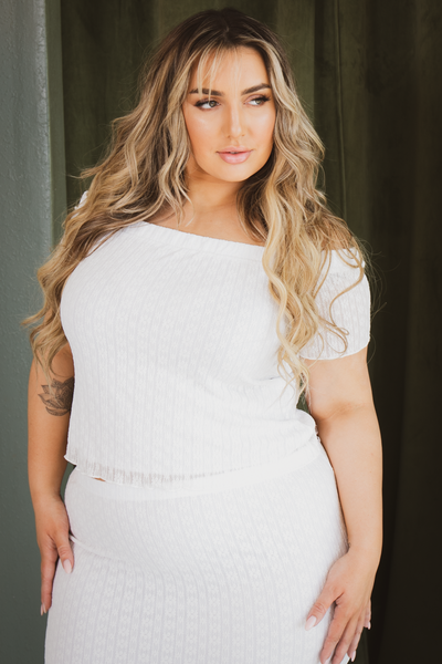 Plus Size Arielle Lace  Top - White