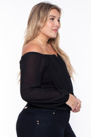 Plus Size Aryana Cross Over Top - Black