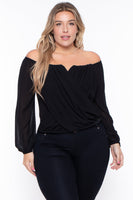 Plus Size Aryana Cross Over Top - Black