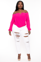 Plus Size Aryana Cross Over Top - Fuchsia