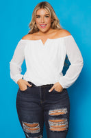 Plus Size Aryana Cross Over Top - Ivory