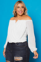 Plus Size Aryana Cross Over Top - Ivory