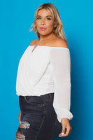 Plus Size Aryana Cross Over Top - Ivory