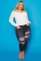 Plus Size Aryana Cross Over Top - Ivory