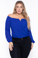 Plus Size Aryana Cross Over Top - Royal Blue