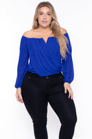 Plus Size Aryana Cross Over Top - Royal Blue