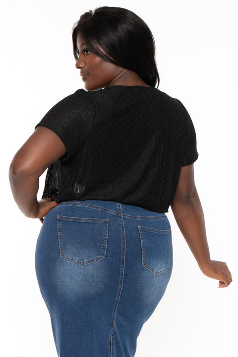 Plus Size Carmela Lace Shrug -Black