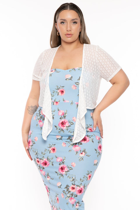 Plus Size Carmela Lace Shrug - Ivory