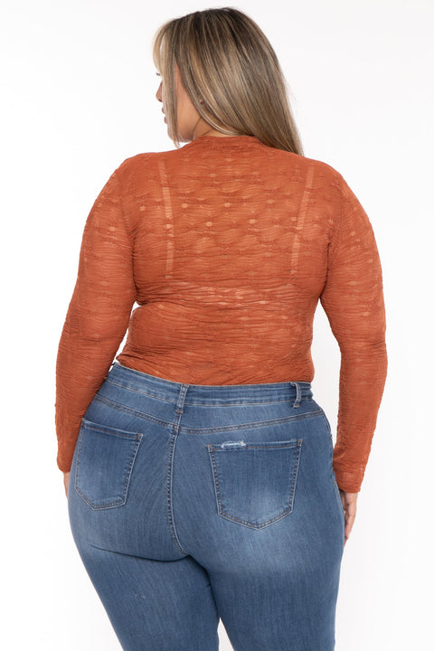 Plus Size Kairi  Lace Bodysuit - Rust