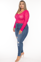 Plus Size Mairi  Lace Bodysuit - Fuchsia