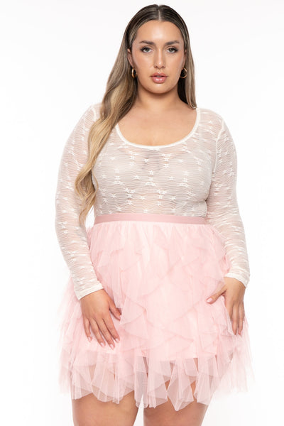 Plus Size Mairi  Lace Bodysuit - Ivory