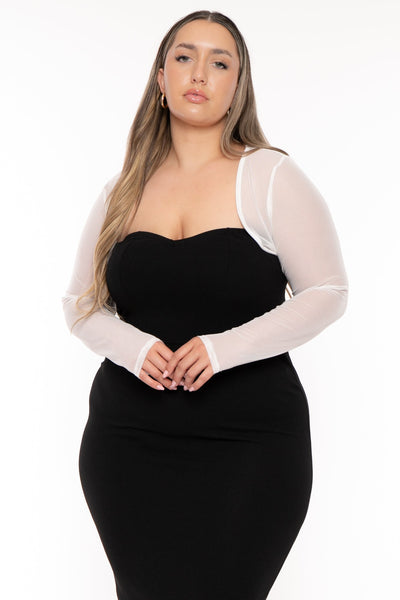 Plus Size Marcella  Mesh Bolero - Ivory