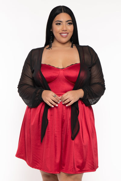 Plus Size Merla Mesh Shrug - Black