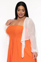 Plus Size Merla Mesh Shrug - White