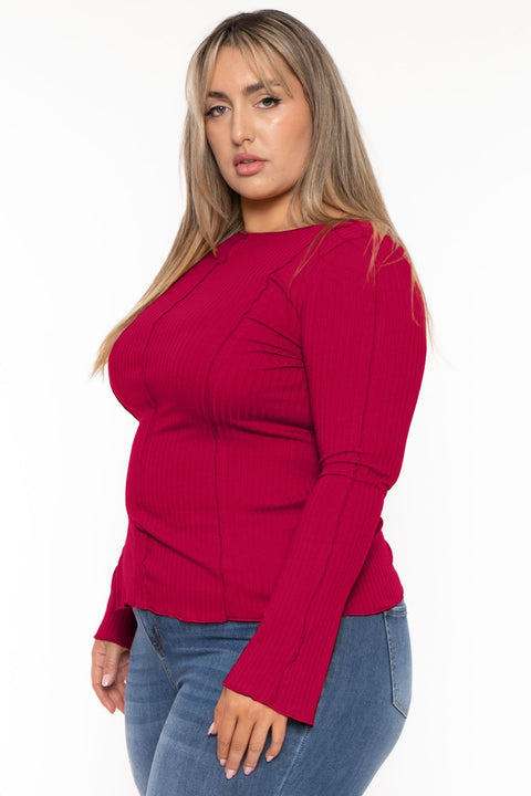 Plus Size Nancy Expose Seems Top - Magenta