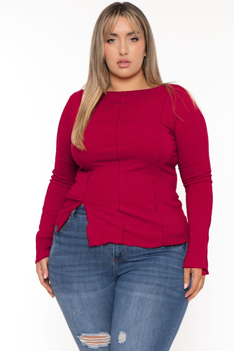 Plus Size Nancy Expose Seems Top - Magenta