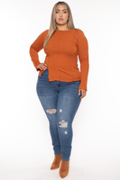 Plus Size Nancy Expose Seems Top - Rust