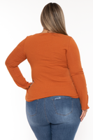 Plus Size Nancy Expose Seems Top - Rust