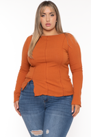 Plus Size Nancy Expose Seems Top - Rust