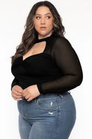 Plus Size Nezzi Twist Front Top - Black