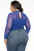 Plus Size Nezzi Twist Front Top - Royal Blue