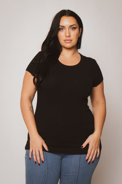 Plus Size Perfect Scoop Tee -Black