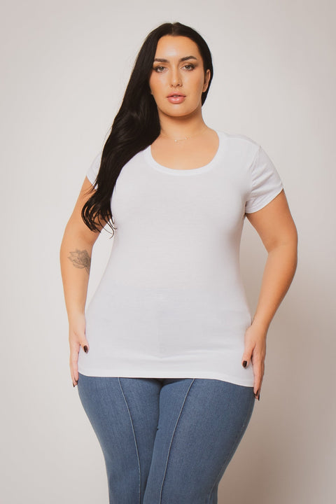 Plus Size Perfect Scoop Tee - White