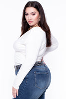 Plus Size Surplice Top - White